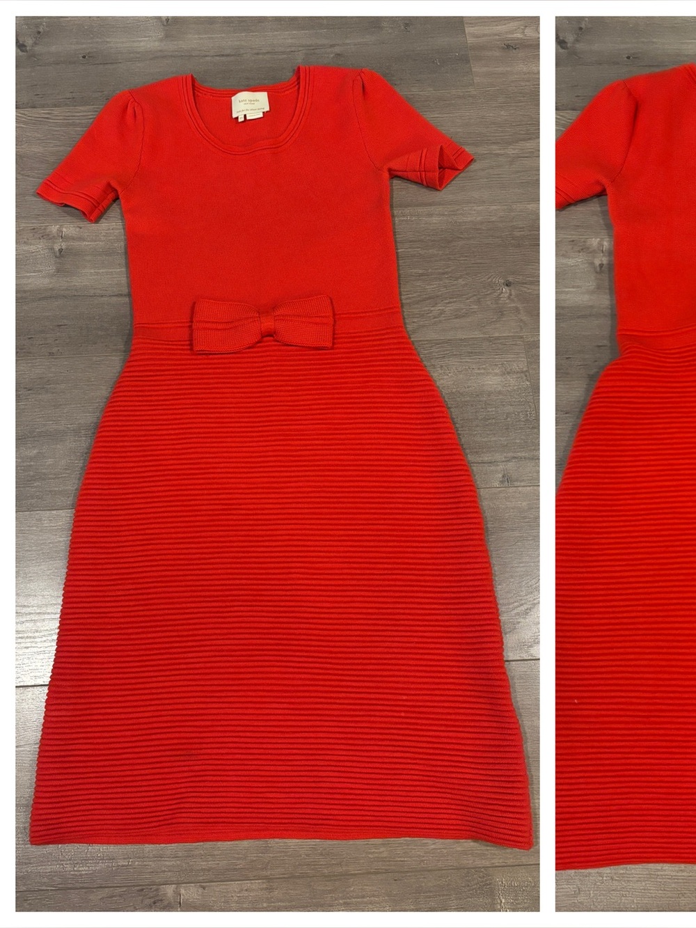 kate spade Red Knit Wool Bow-Waist Dress